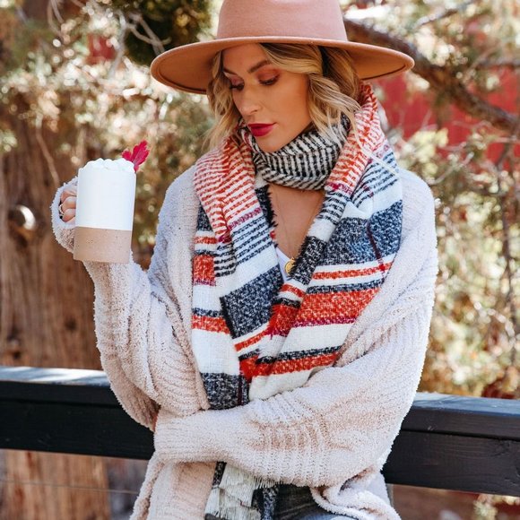 JENESIS STRIPED SCARF - BLACK COMBO - Picture 2 of 4